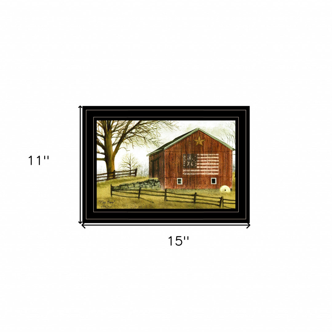 Flag Barn 3 Black Framed Print Wall Art