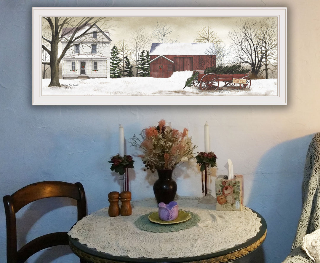 Christmas Trees for Sale 6 White Framed Print Wall Art