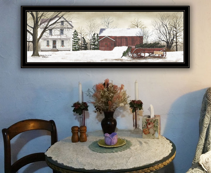 Christmas Trees for Sale Black Grooved Frame Wall Art