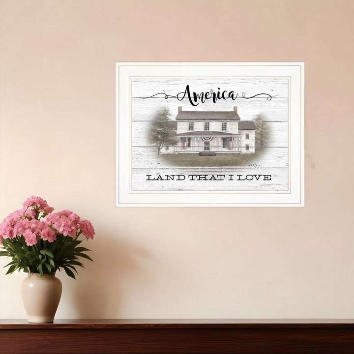 America 1 White Framed Print Wall Art