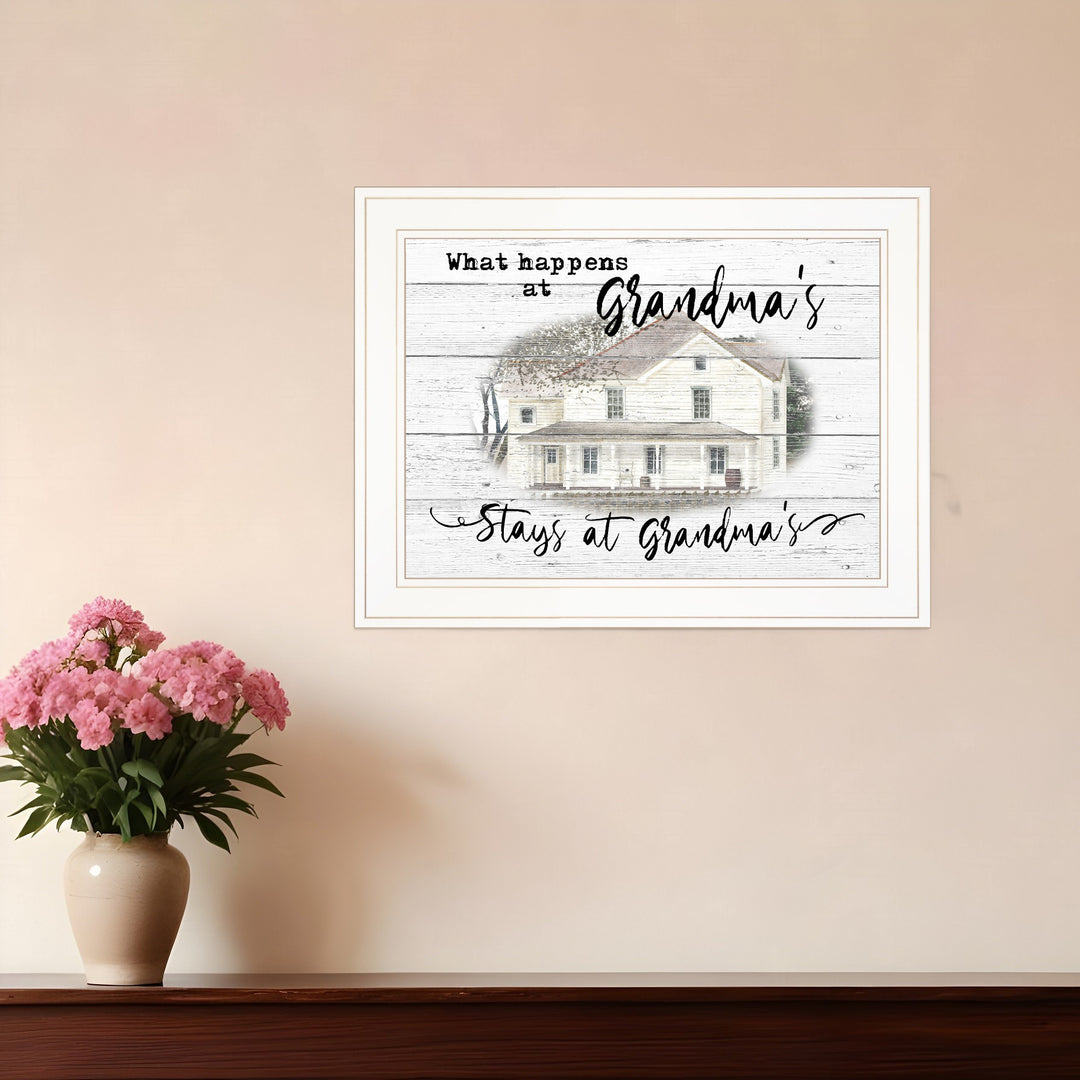 Stays At Grandmas White Framed Print Wall Art