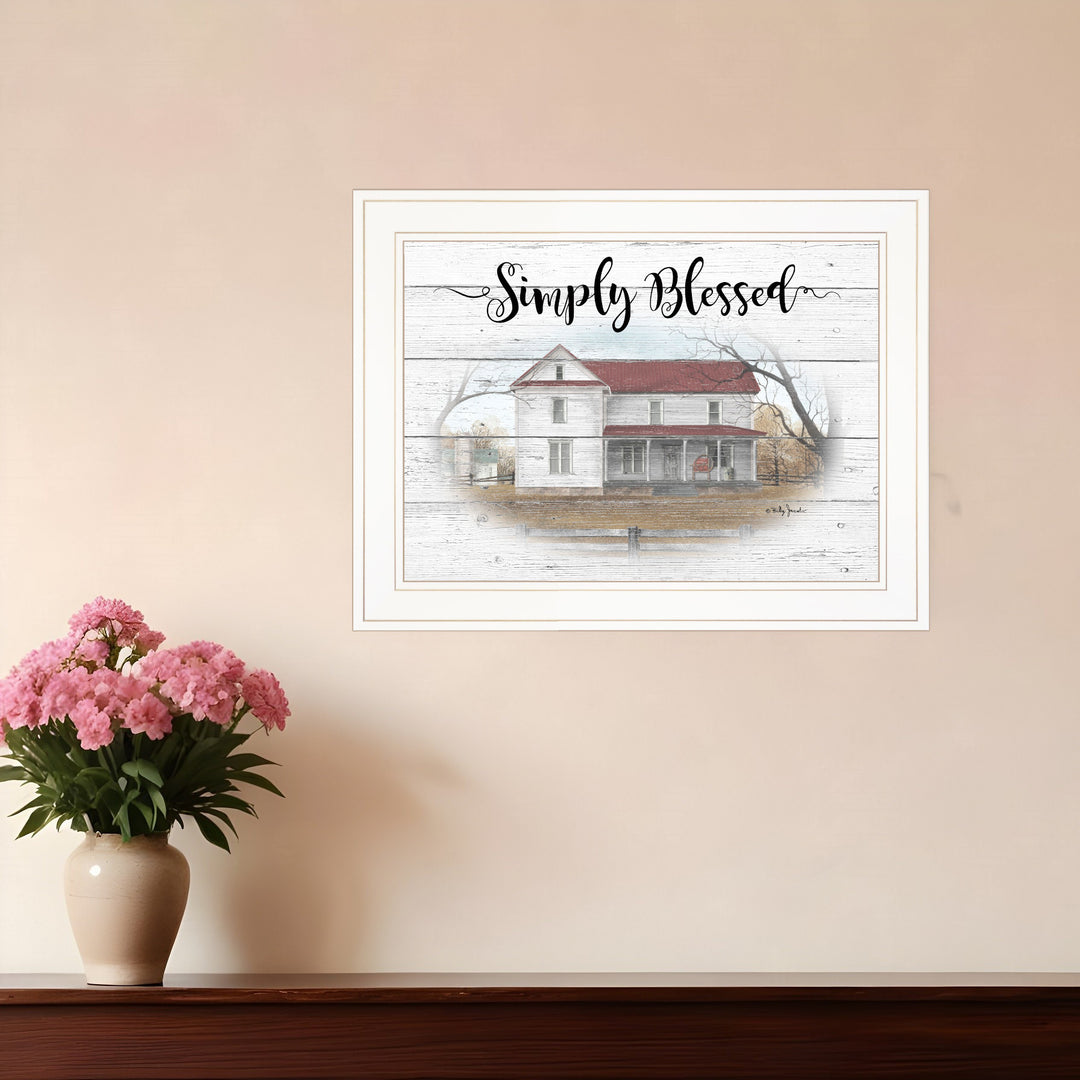 Simply Blessed Farmhouse White Framed Print Wall Art