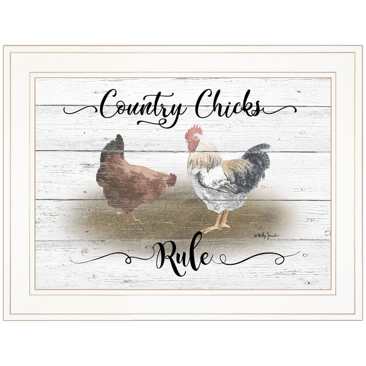 Country Chicks Rule 2 White Framed Print Wall Art