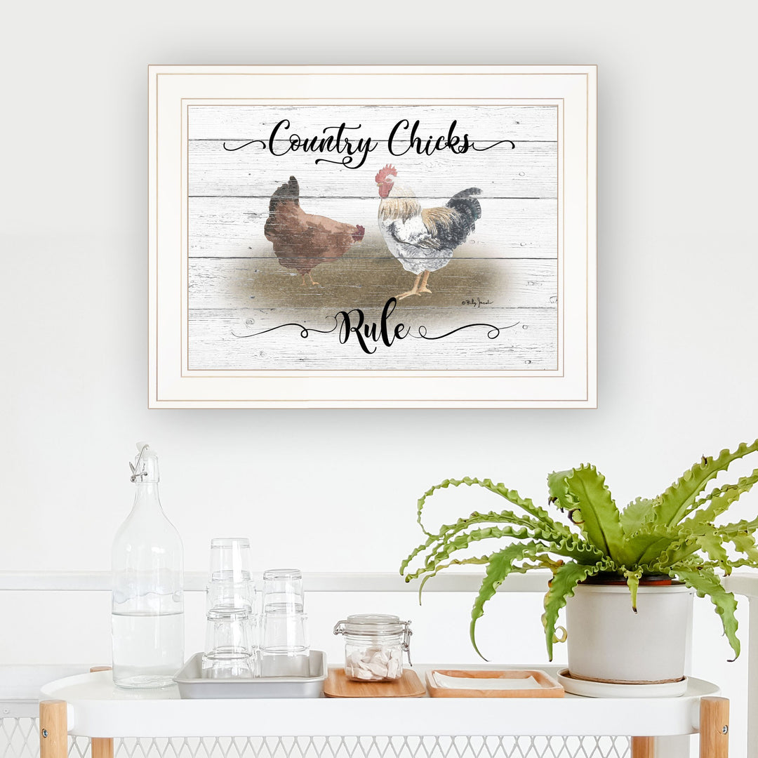 Country Chicks Rule 2 White Framed Print Wall Art