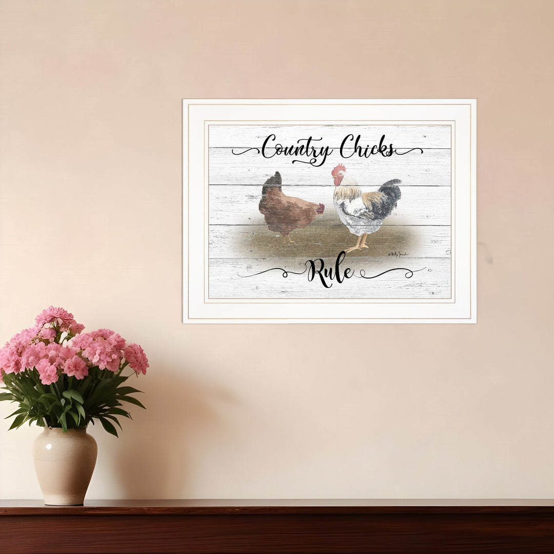 Country Chicks Rule 2 White Framed Print Wall Art