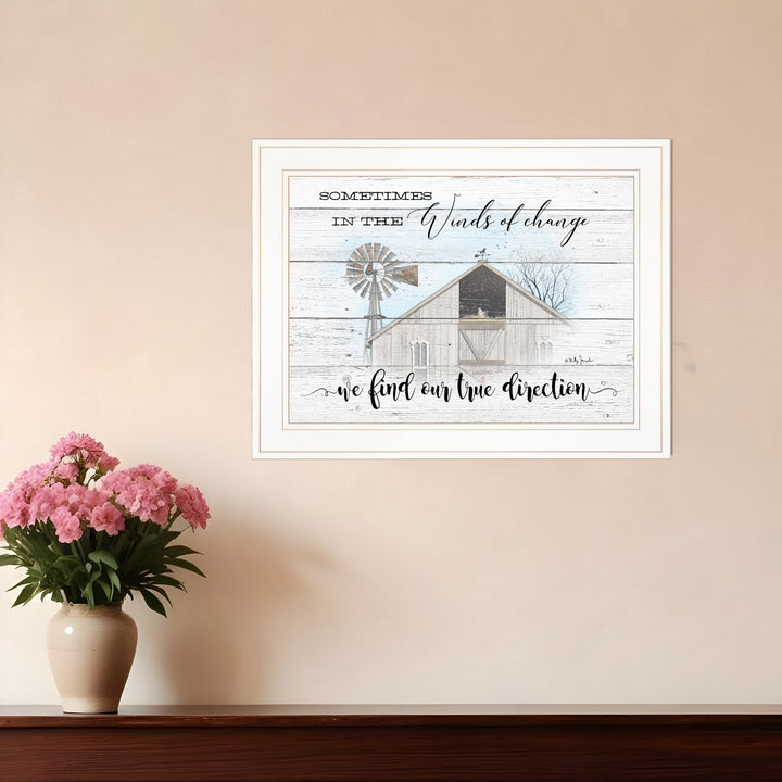 Winds Of Change Windmill on the Farm White Framed Print Wall Art