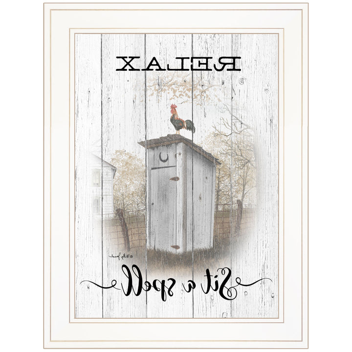 Relax Sit A Spell  White Framed Print Bathroom Wall Art