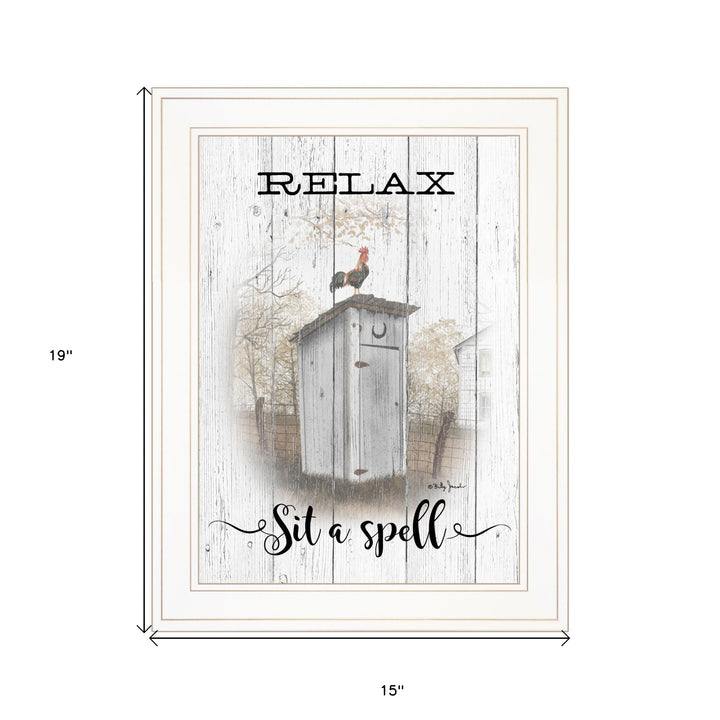 Relax Sit A Spell  White Framed Print Bathroom Wall Art