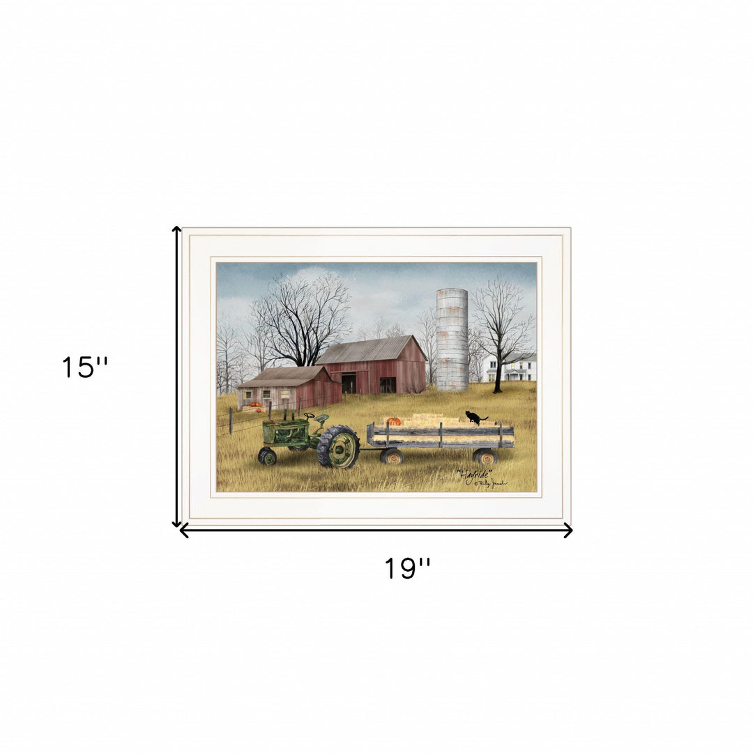 Hayride 1 White Framed Print Wall Art