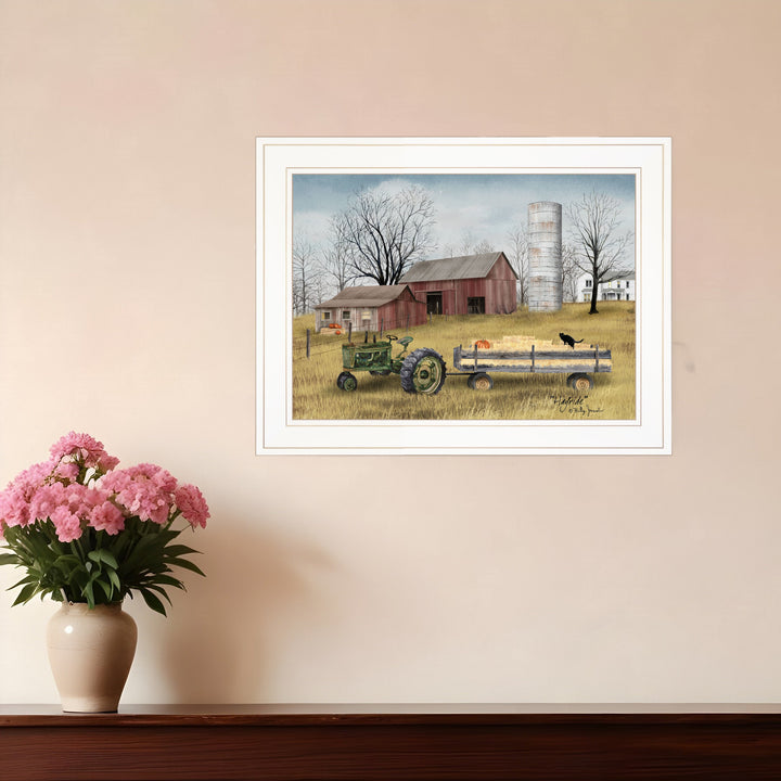 Hayride 1 White Framed Print Wall Art