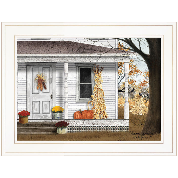 Autumn Greetings 1 White Framed Print Wall Art