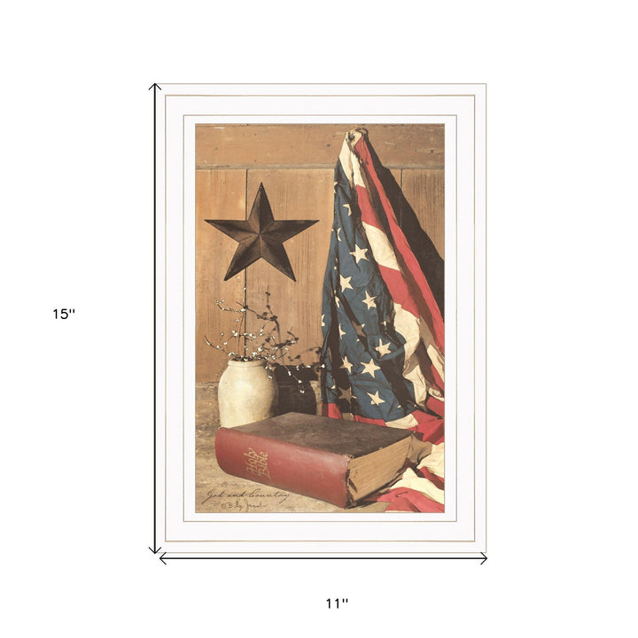 God and Country 1 White Framed Print Wall Art