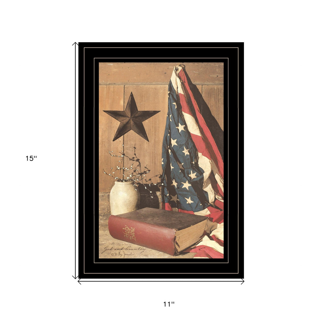 God and Country 3 Black Framed Print Wall Art