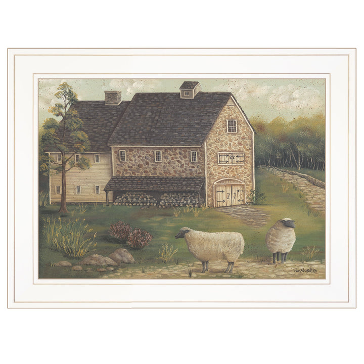 Stone Barn 2 White Framed Print Wall Art