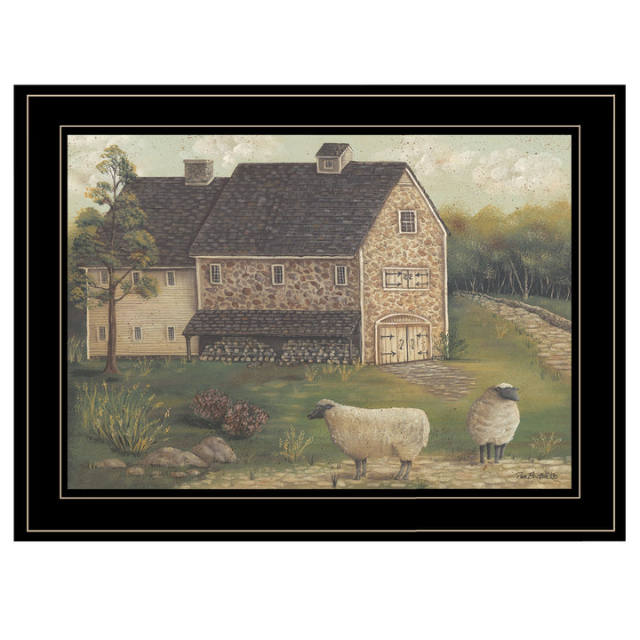 Stone Barn 3 Black Framed Print Wall Art