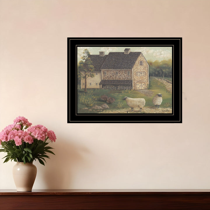 Stone Barn 3 Black Framed Print Wall Art