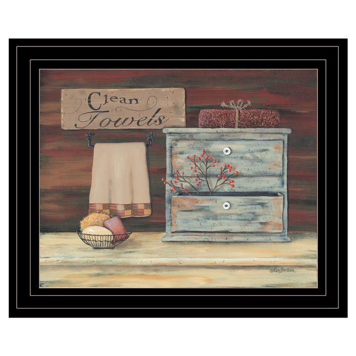 Clean Towels 3 Black Framed Print Bathroom Wall Art