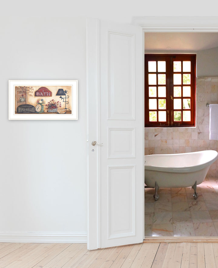 Country Bath 8 White Framed Print Bathroom Wall Art