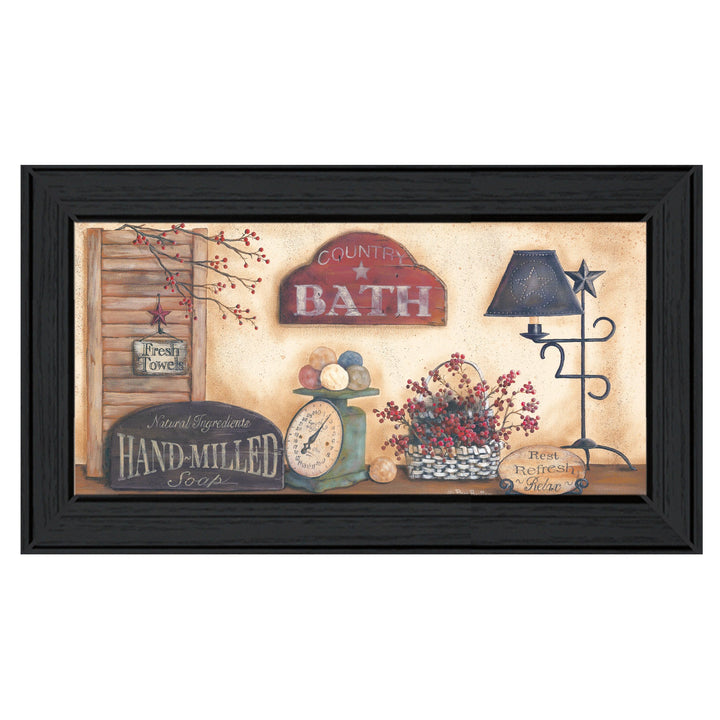 Country Bath 9 Black Framed Print Bathroom Wall Art