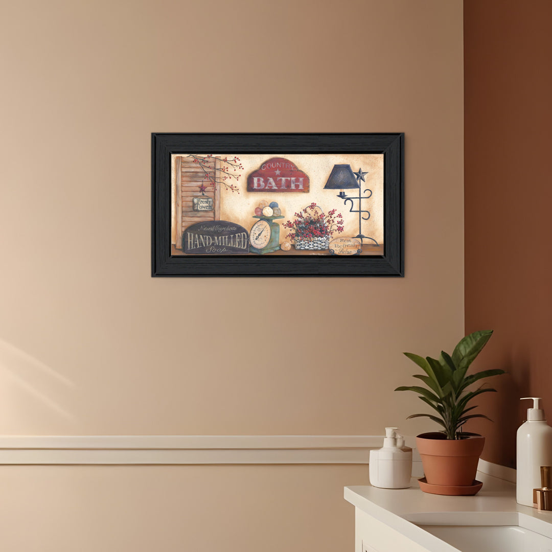 Country Bath 9 Black Framed Print Bathroom Wall Art