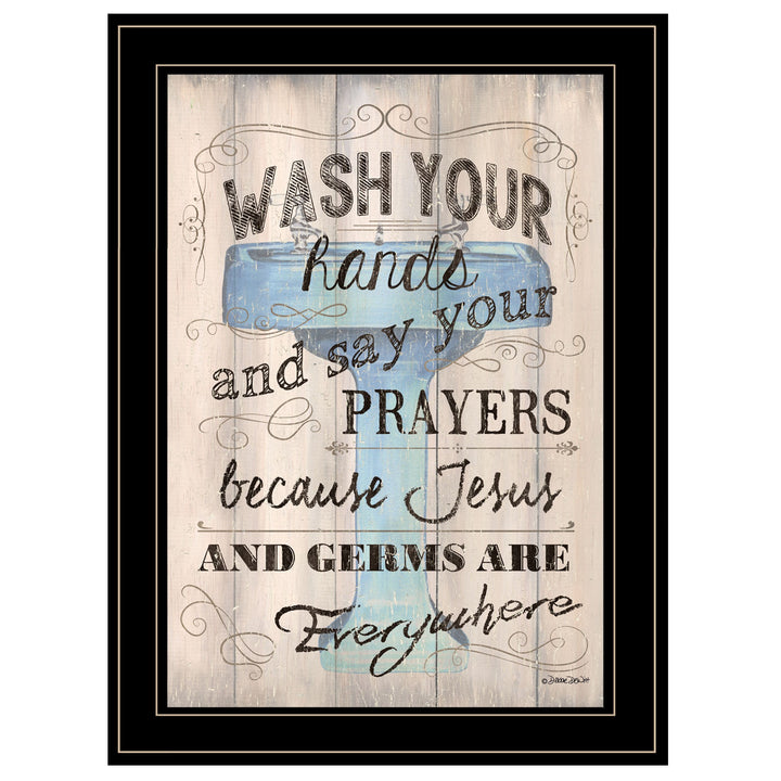 Wash Your Hands 4 Black Framed Print Bathroom Wall Art