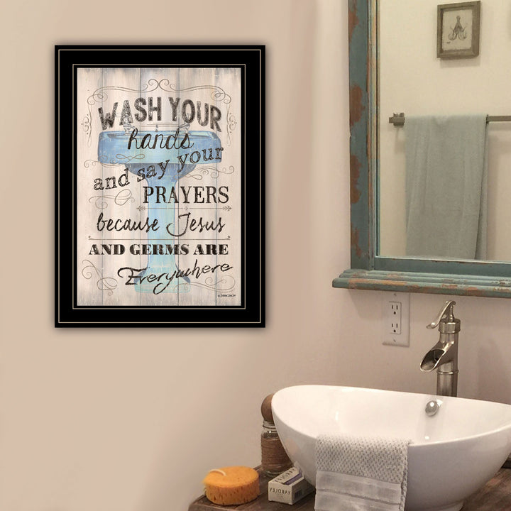 Wash Your Hands 4 Black Framed Print Bathroom Wall Art