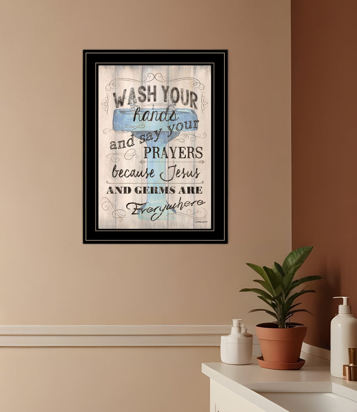 Wash Your Hands 4 Black Framed Print Bathroom Wall Art