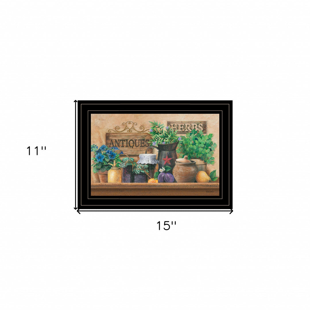 Antiques and Herbs 2 Black Framed Print Kitchen Wall Art