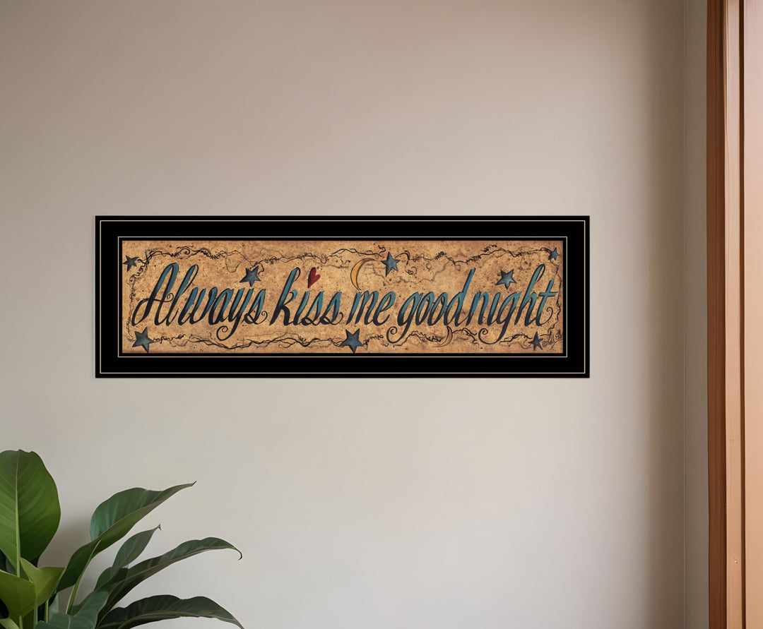 Always Kiss Me Goodnight 3 Black Framed Print Wall Art