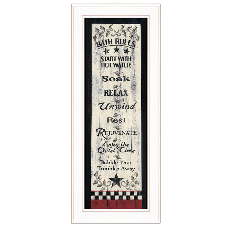 Bath Rules 4 White Framed Print Bathroom Wall Art