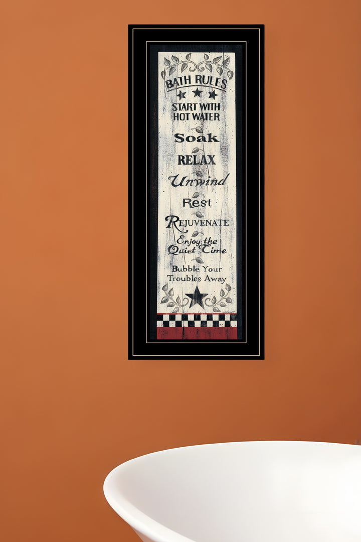 Bath Rules 5 Black Framed Print Bathroom Wall Art