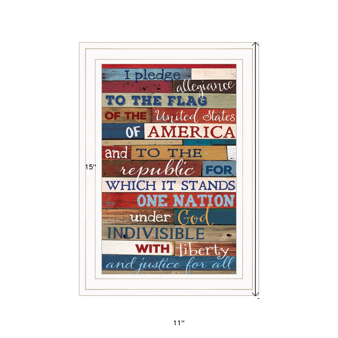 Red White and Blue Pledge Of Allegiance White Framed Print Wall Art