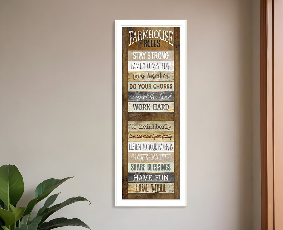 Farmhouse Rules 2 White Framed Print Wall Art