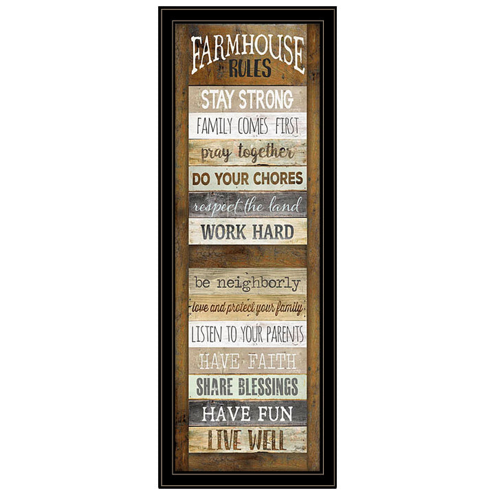 Farmhouse Rules 4 Black Framed Print Wall Art