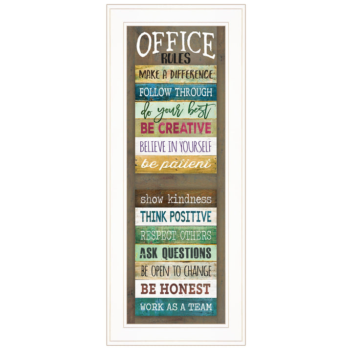 Office Rules 7 White Framed Print Wall Art