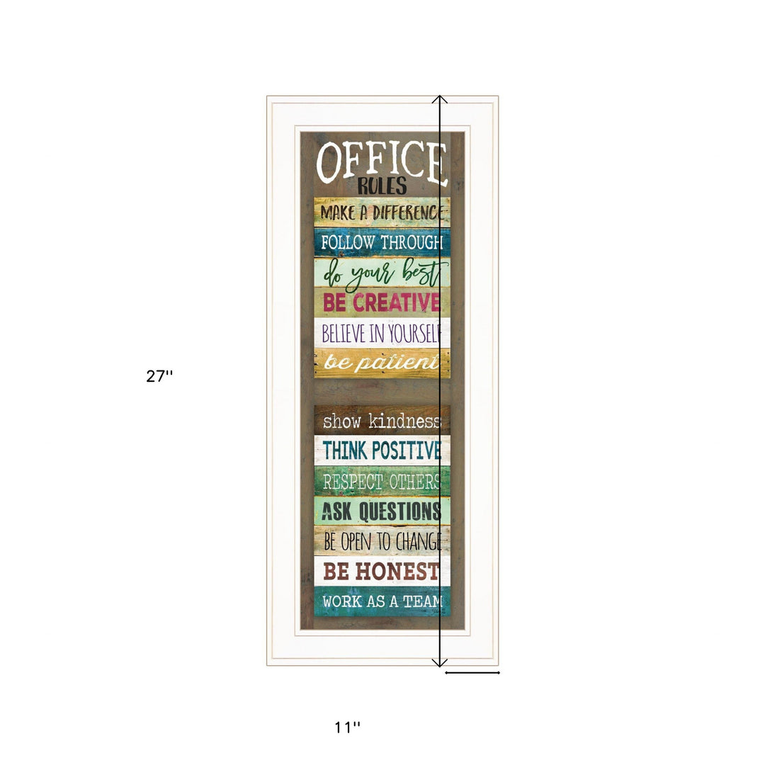 Office Rules 7 White Framed Print Wall Art