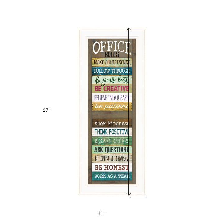 Office Rules 7 White Framed Print Wall Art