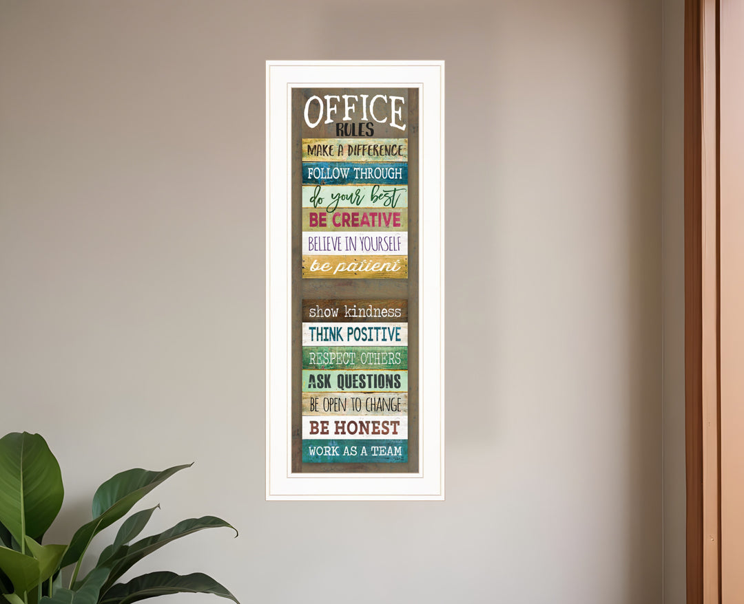 Office Rules 7 White Framed Print Wall Art