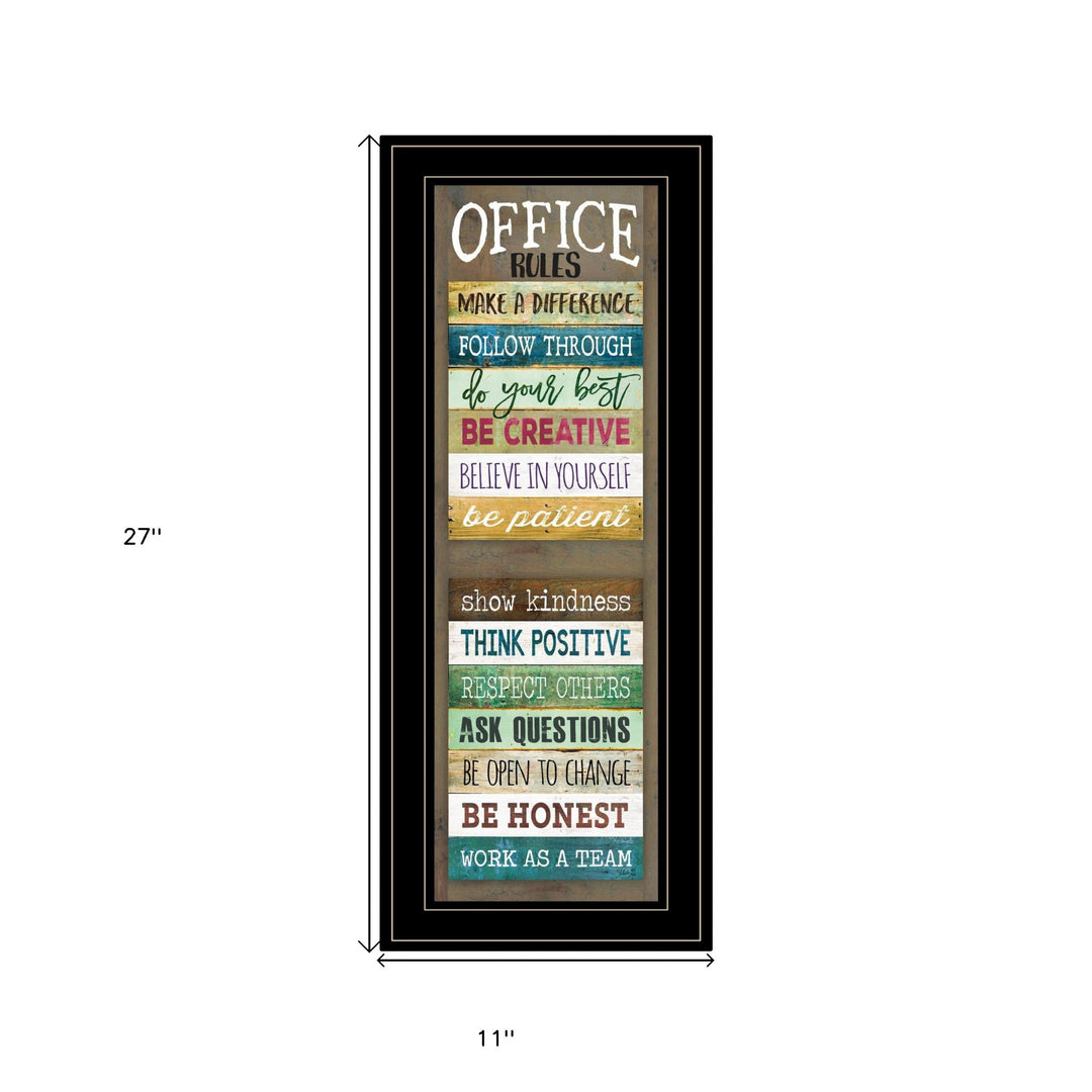 Office Rules 8 Black Framed Print Wall Art