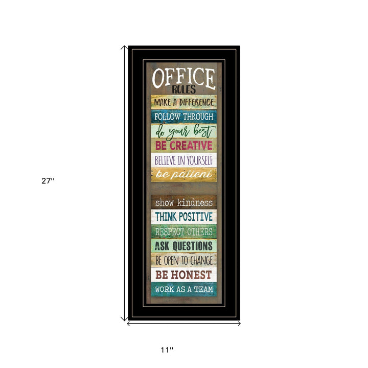 Office Rules 8 Black Framed Print Wall Art