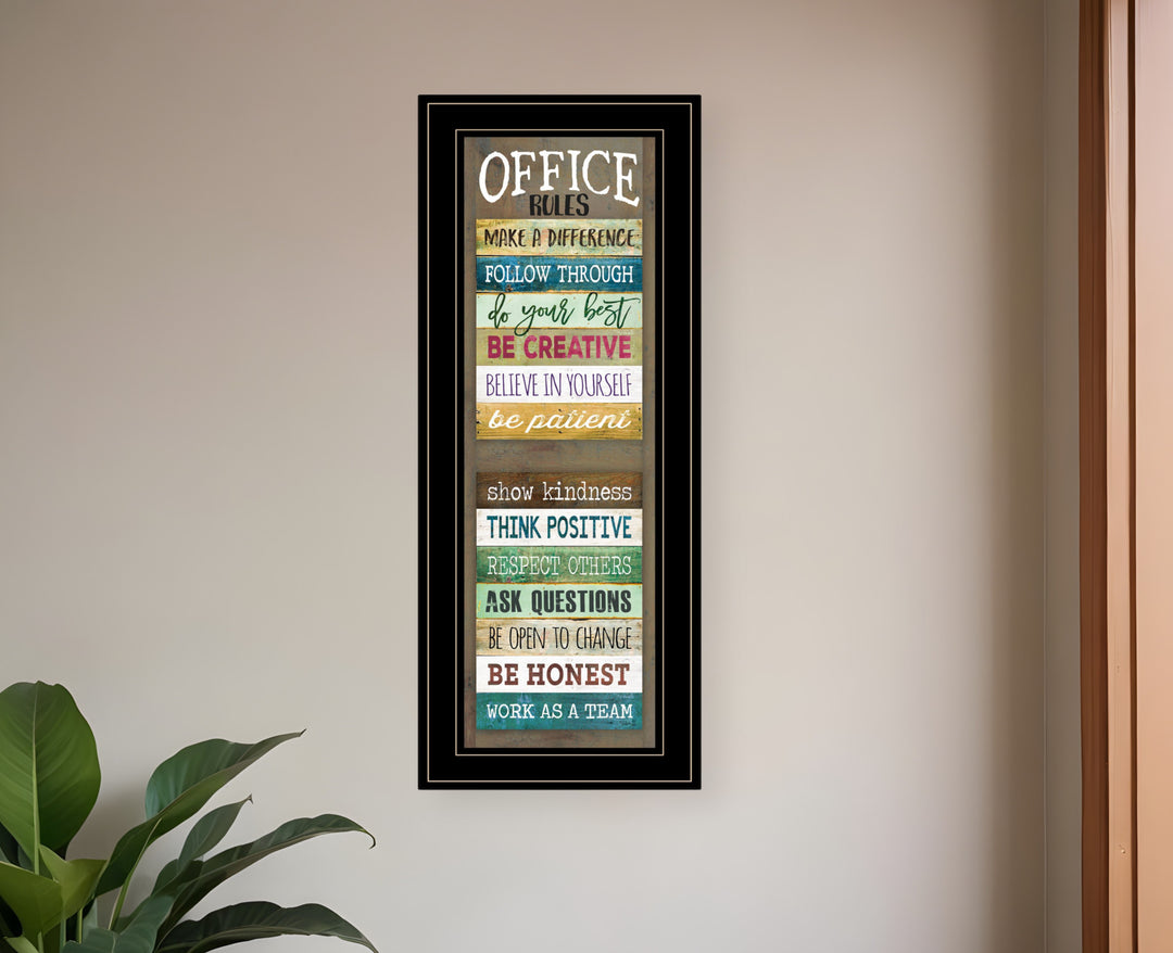 Office Rules 8 Black Framed Print Wall Art