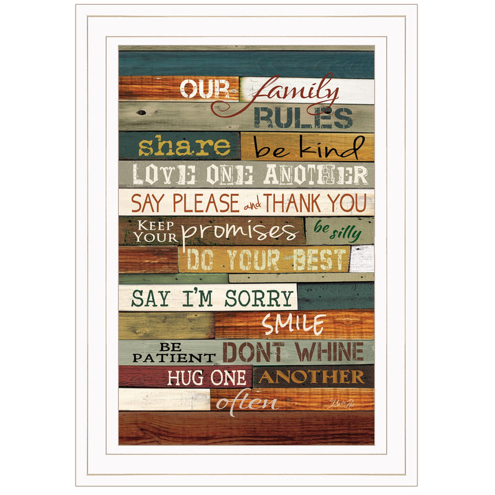 Our Family Rules 2 White Framed Print Wall Art