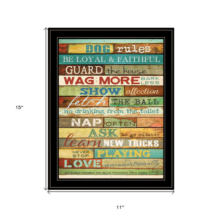 Dog Rules 7 Black Framed Print Wall Art