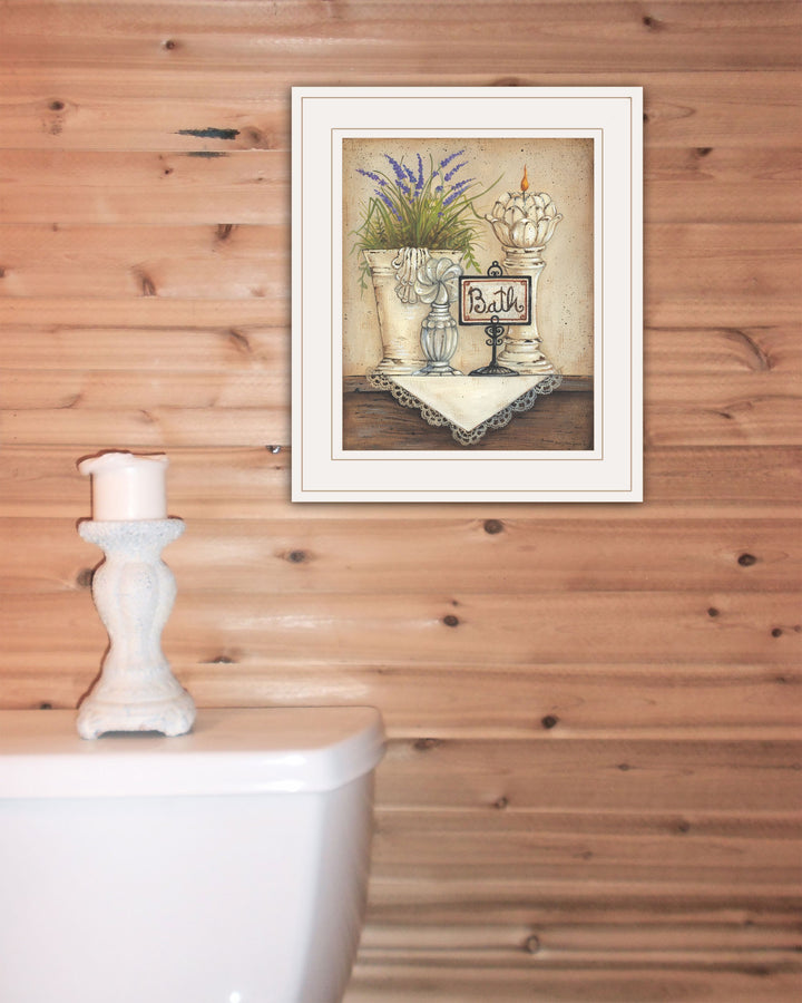 Bath Print 1 White Framed Print Bathroom Wall Art