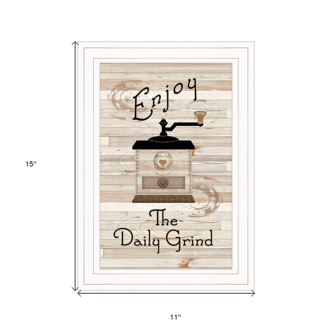 Enjoy the Daily Grind 1 White Framed Print Kitchen Wall Art