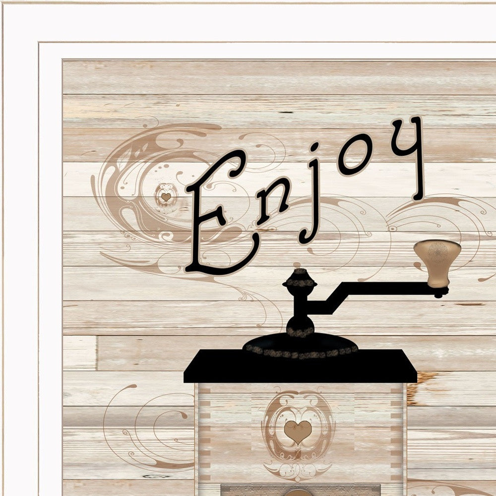 Enjoy the Daily Grind 1 White Framed Print Kitchen Wall Art