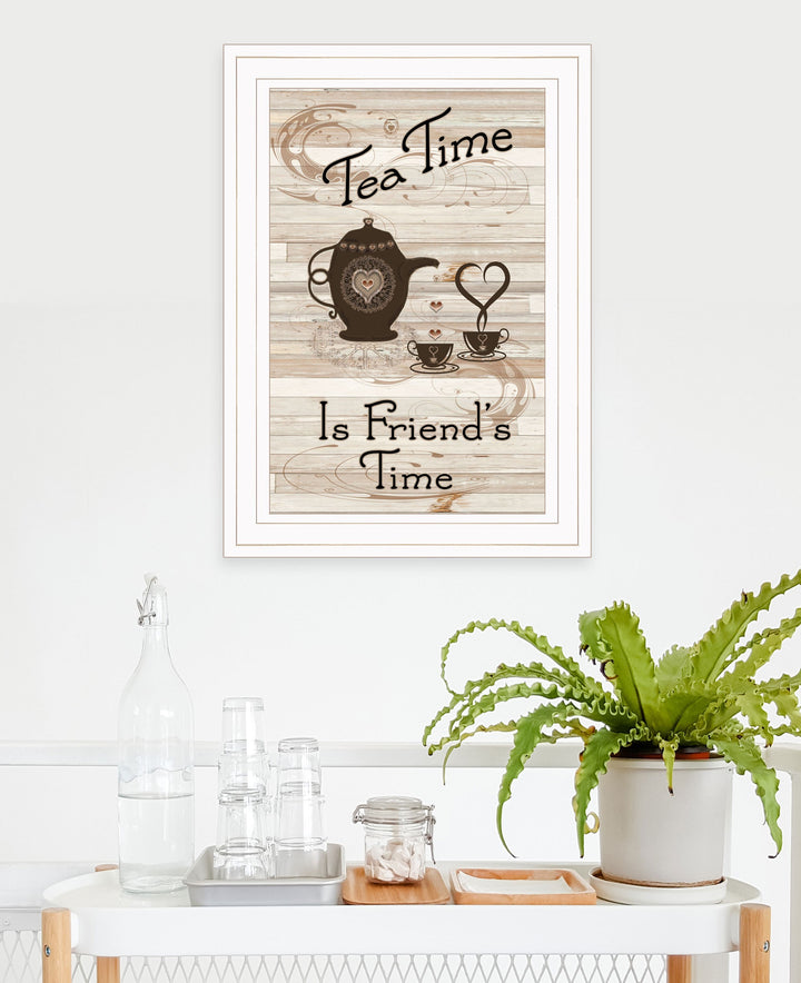 Tea Time is Friends Time 1 White Framed Print Kitchen Wall Art