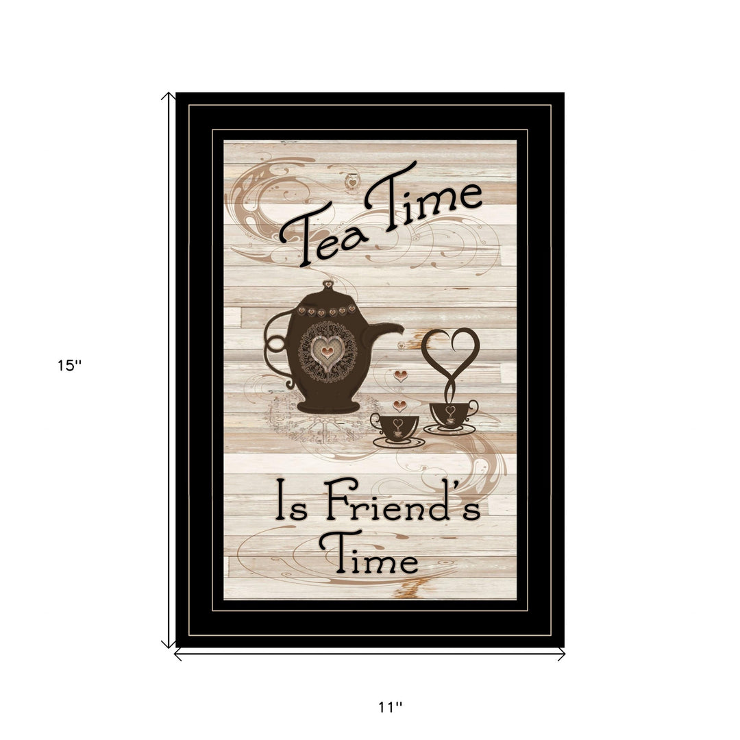 Tea Time is Friends Time 2 Black Framed Print Kitchen Wall Art