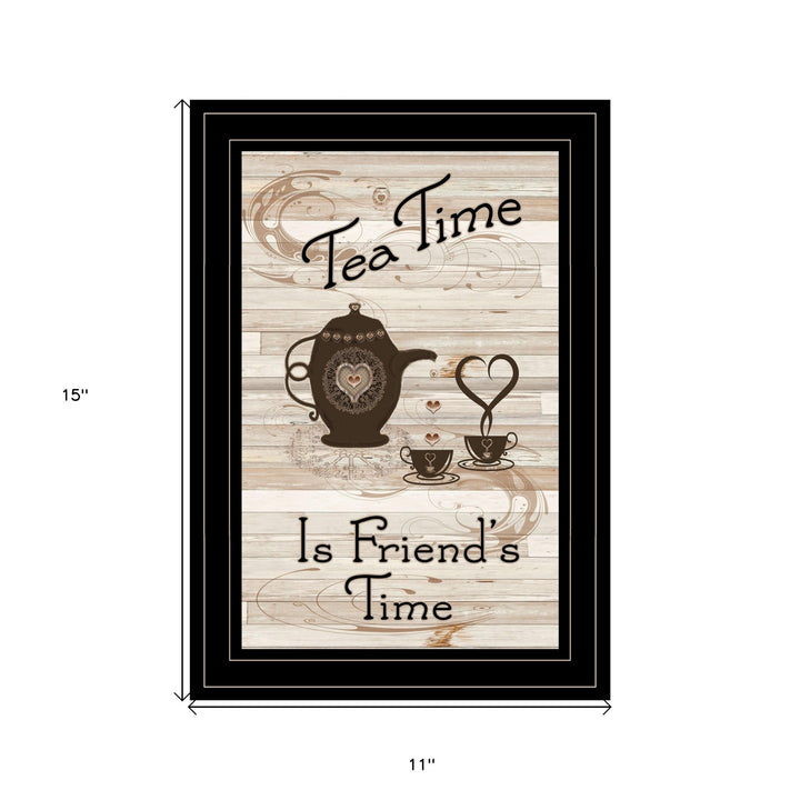 Tea Time is Friends Time 2 Black Framed Print Kitchen Wall Art