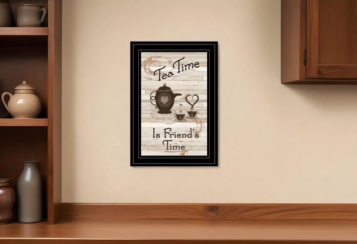 Tea Time is Friends Time 2 Black Framed Print Kitchen Wall Art